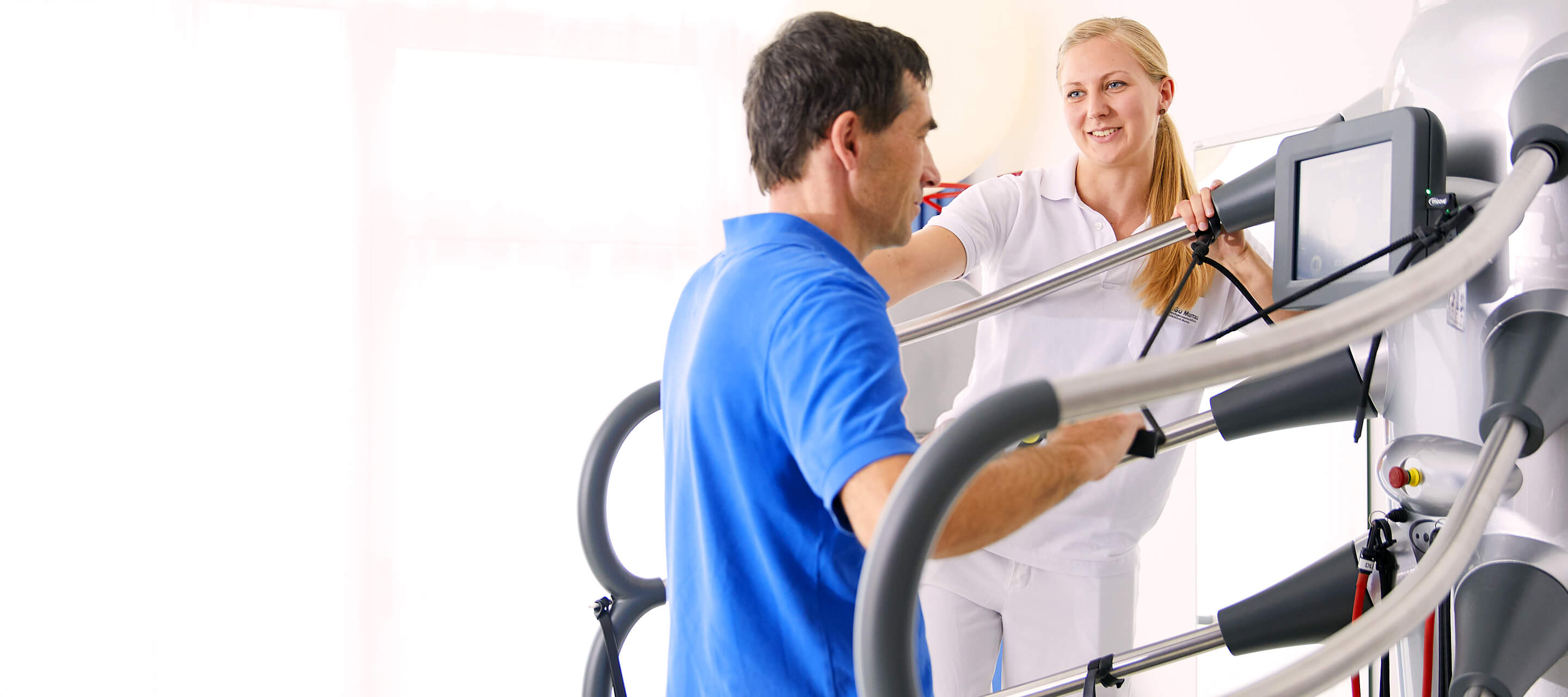 Patient is doing exercise for rehabilitation